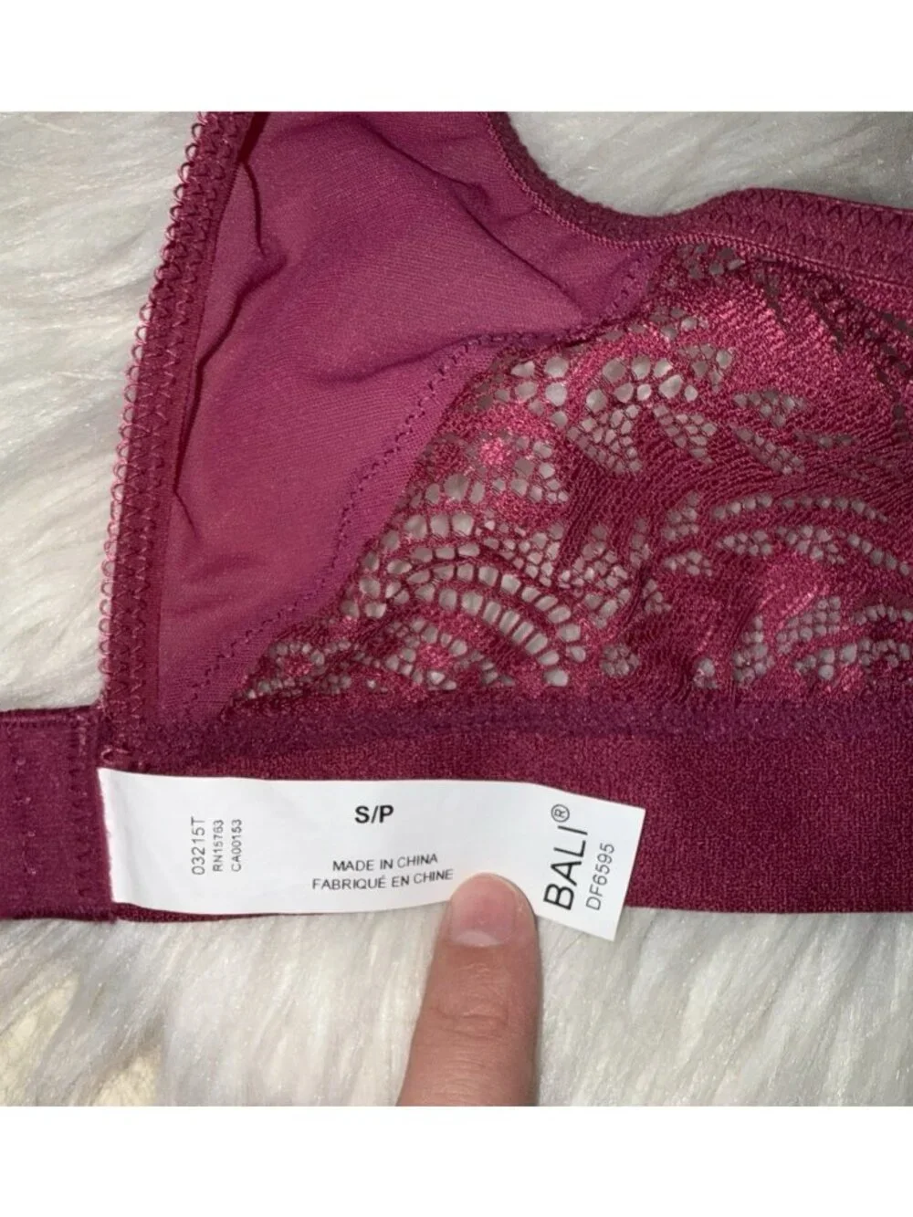 Bali DF6595 Comfort Revolution Scallop Lace Wire Free Bralette Bra S Small Berry
